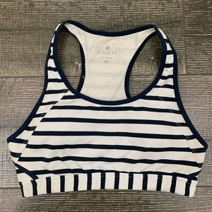 Athleta women’s navy striped sports bra